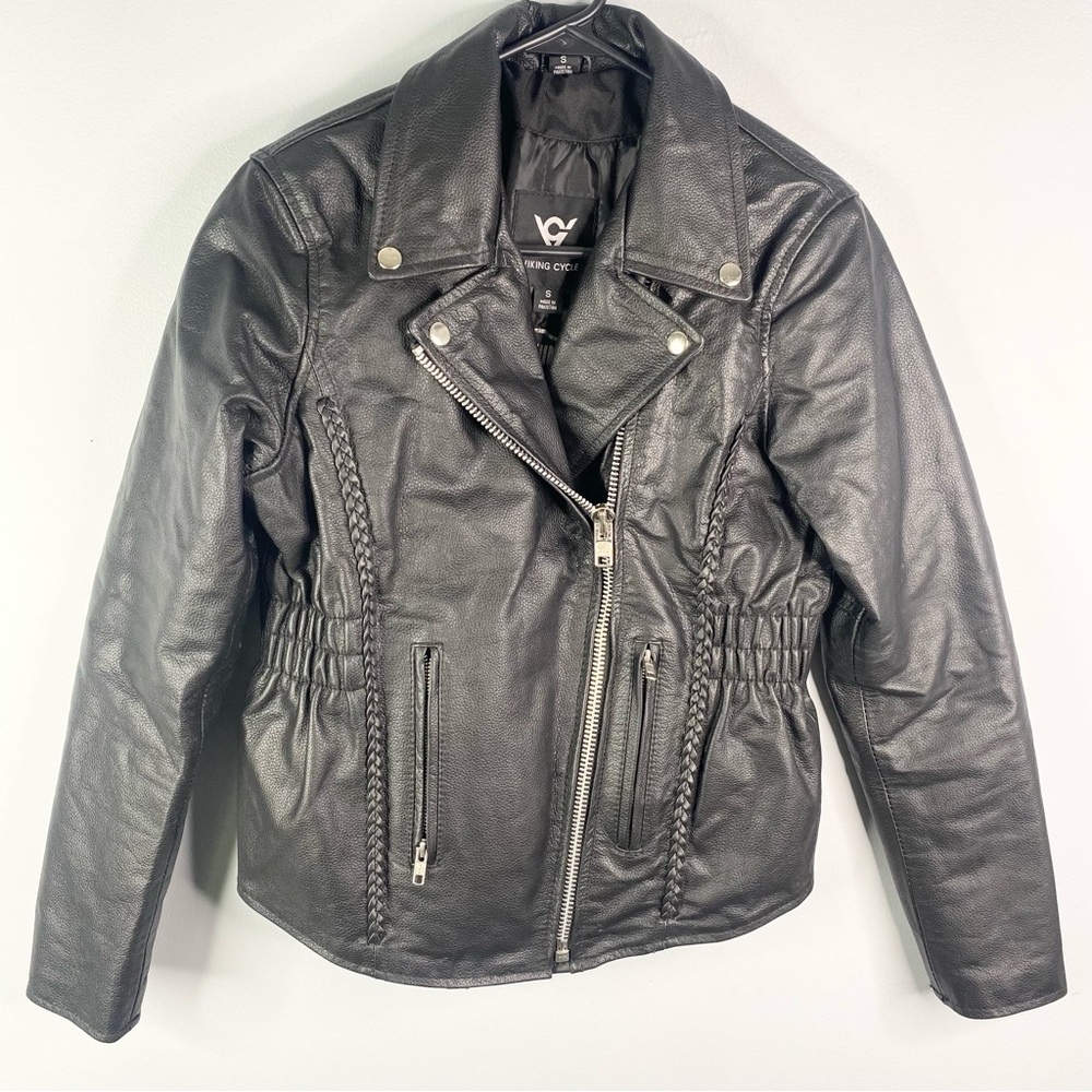 Viking Cycle Women’s Cruise  Motocycle Jacket Leather Black VC8000-S Small